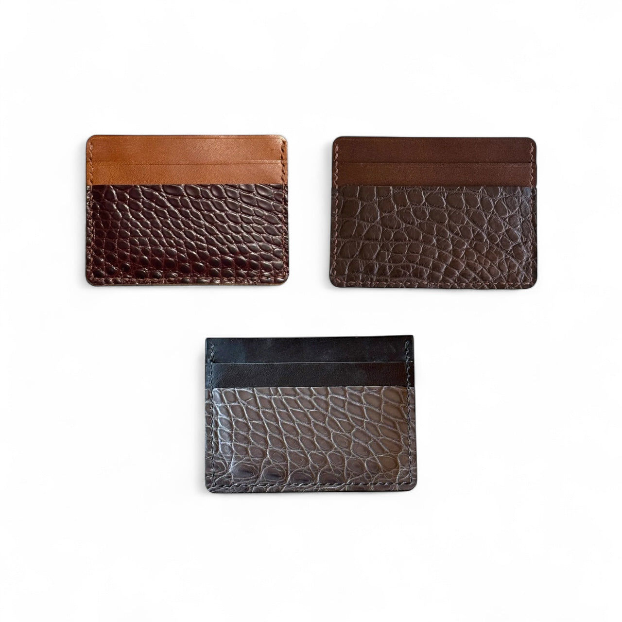 3 Slot Cardholder Wallet - Alligator & Conceria Walpier (Italian Buttero)