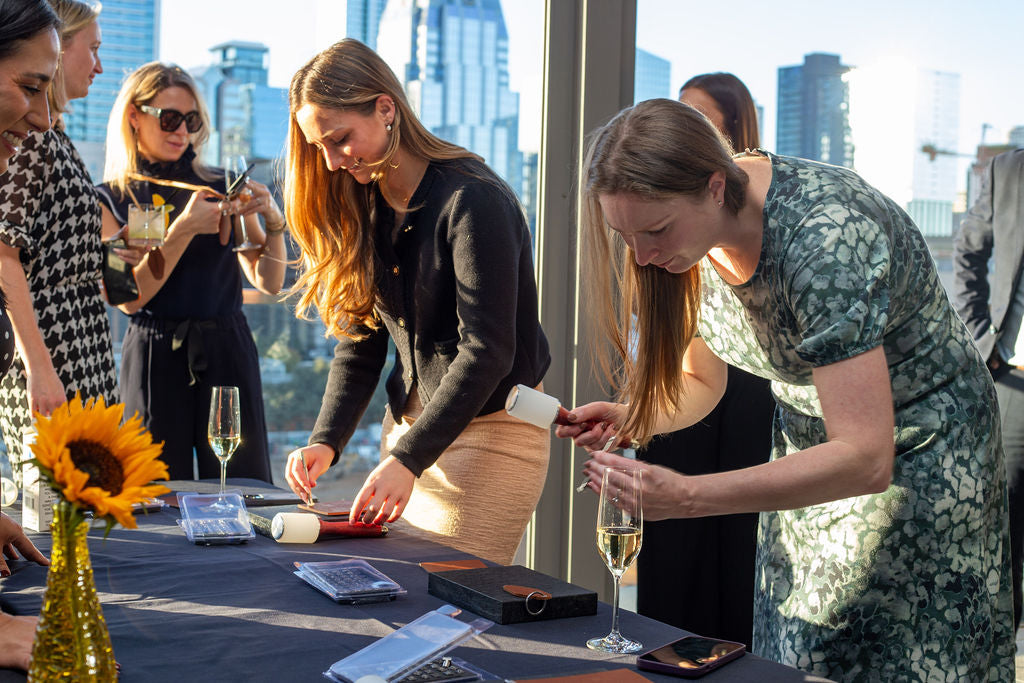 live leather stamping at corporate event
